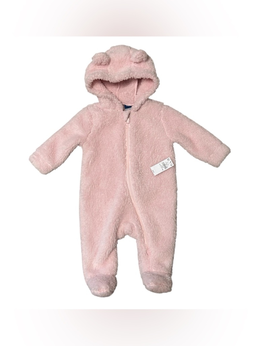 Old Navy Pink Fuzzy Hooded Baby One-Piece Footie with Ears